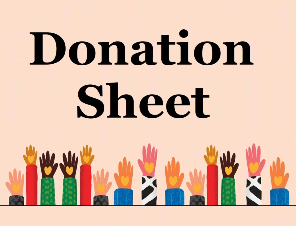 donation sheet | Free Sheet Templates